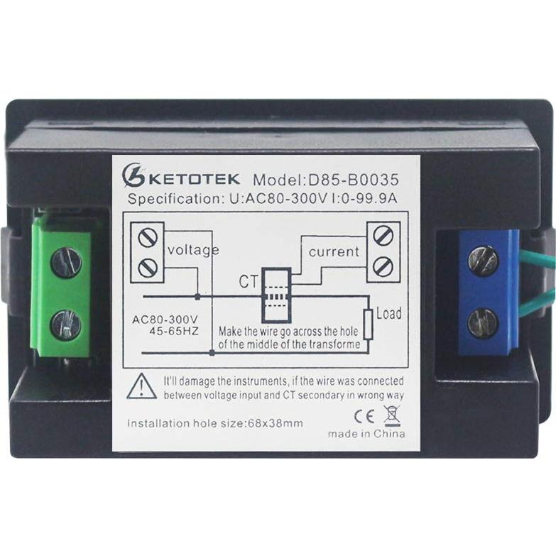 Medidor Digital de Voltaje y Amperaje KETOTEK 80-300V 100A