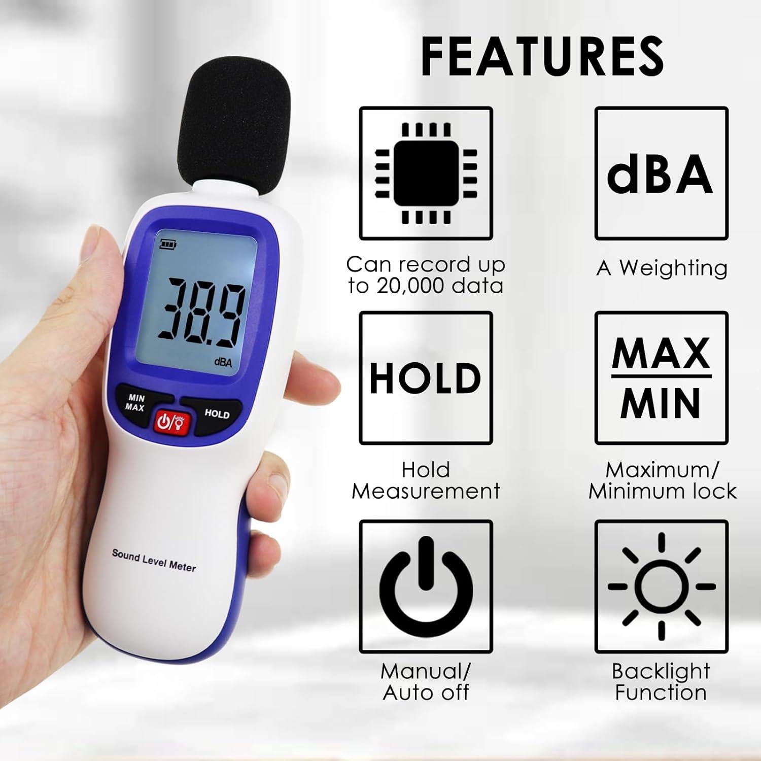 Medidor de Decibelios Bluetooth Landtek MILA37900 30-130dBA