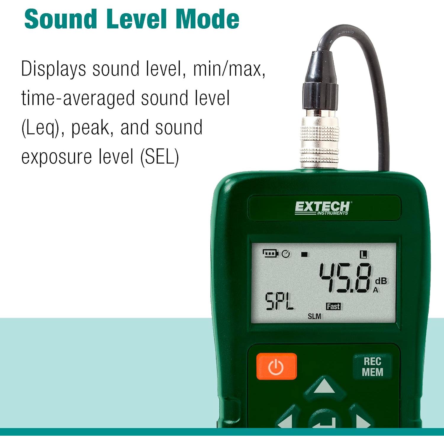 Dosímetro Personal de Ruido Extech SL400 USB 199.58g