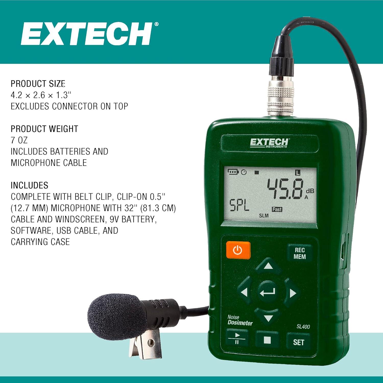 Dosímetro Personal de Ruido Extech SL400 USB 199.58g