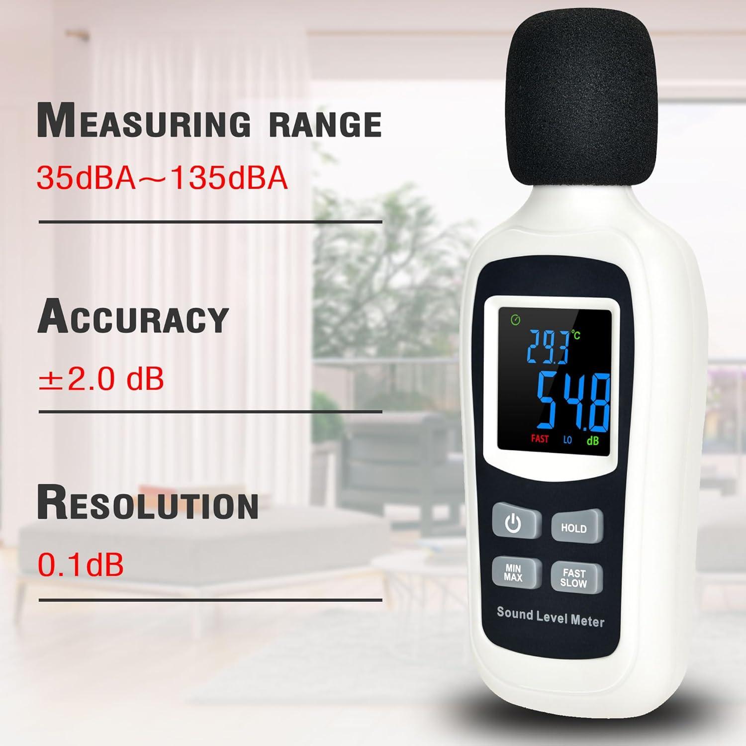 Medidor de Decibelios Digital V·RESOURCING VLT-CA-205WH 35-135dB