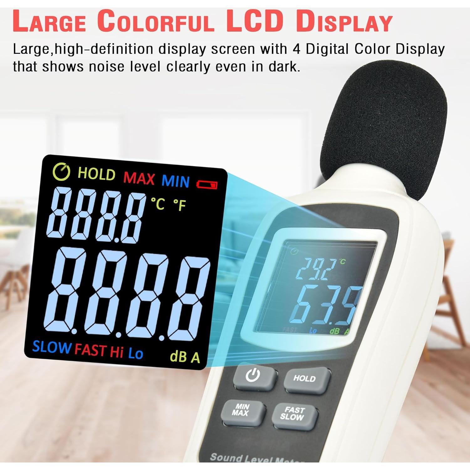 Medidor de Decibelios Digital V·RESOURCING VLT-CA-205WH 35-135dB