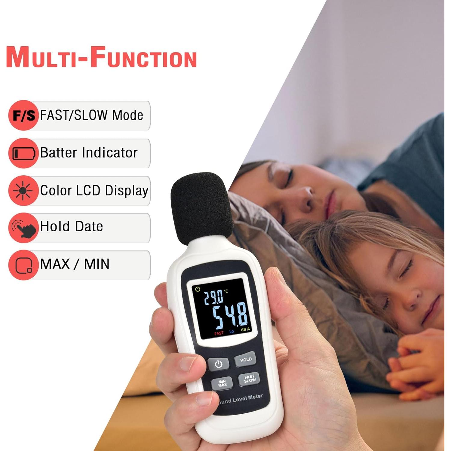 Medidor de Decibelios Digital V·RESOURCING VLT-CA-205WH 35-135dB