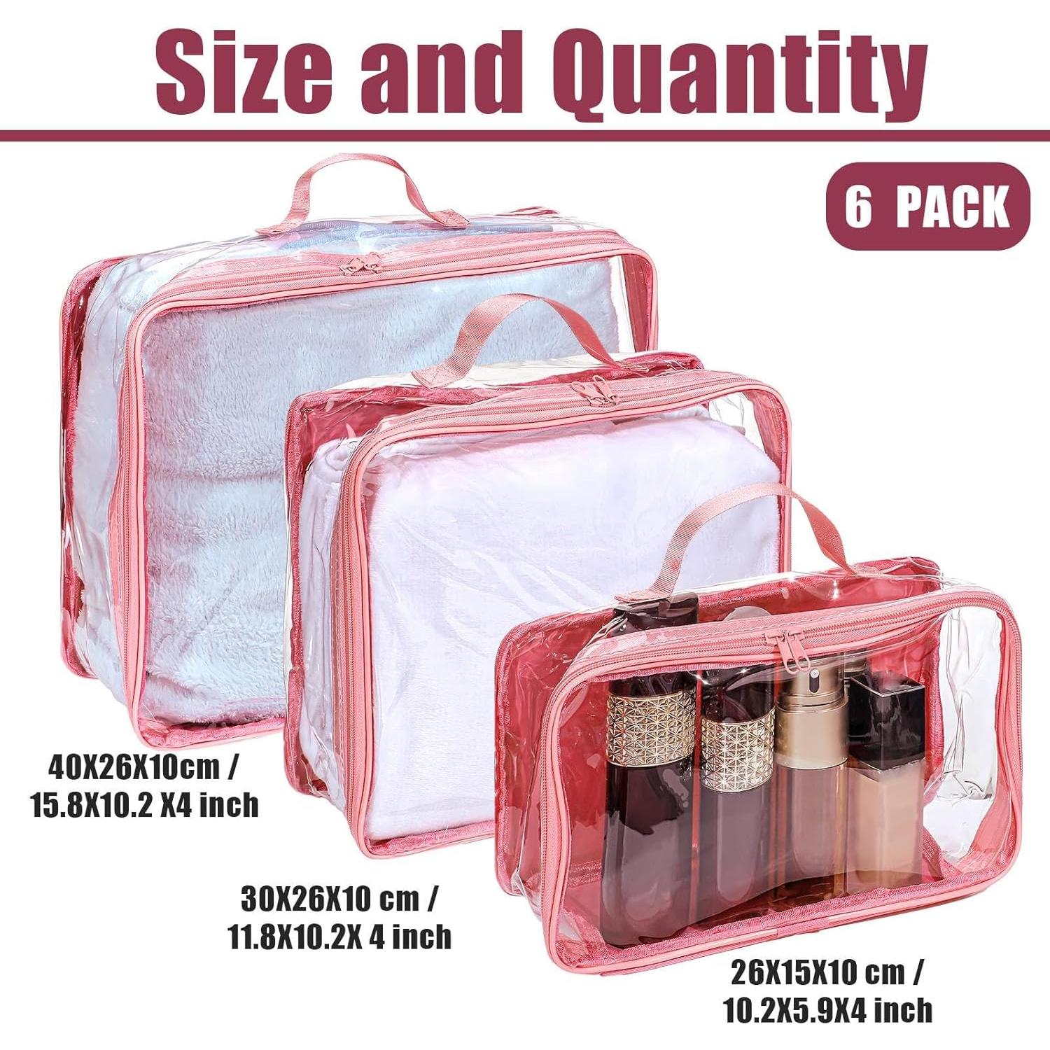 Cubos de Empaque de Viaje Hillban 6 Pcs Rosa PVC Transparente