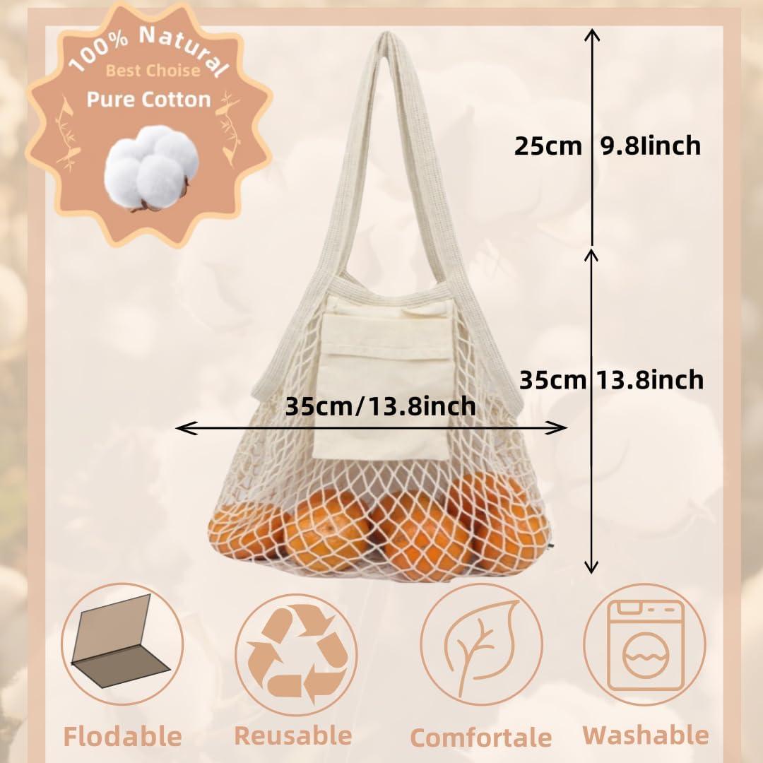 Juego de 4 Bolsas de Mercado HEYIBURAN con Asa Larga 35.56cm