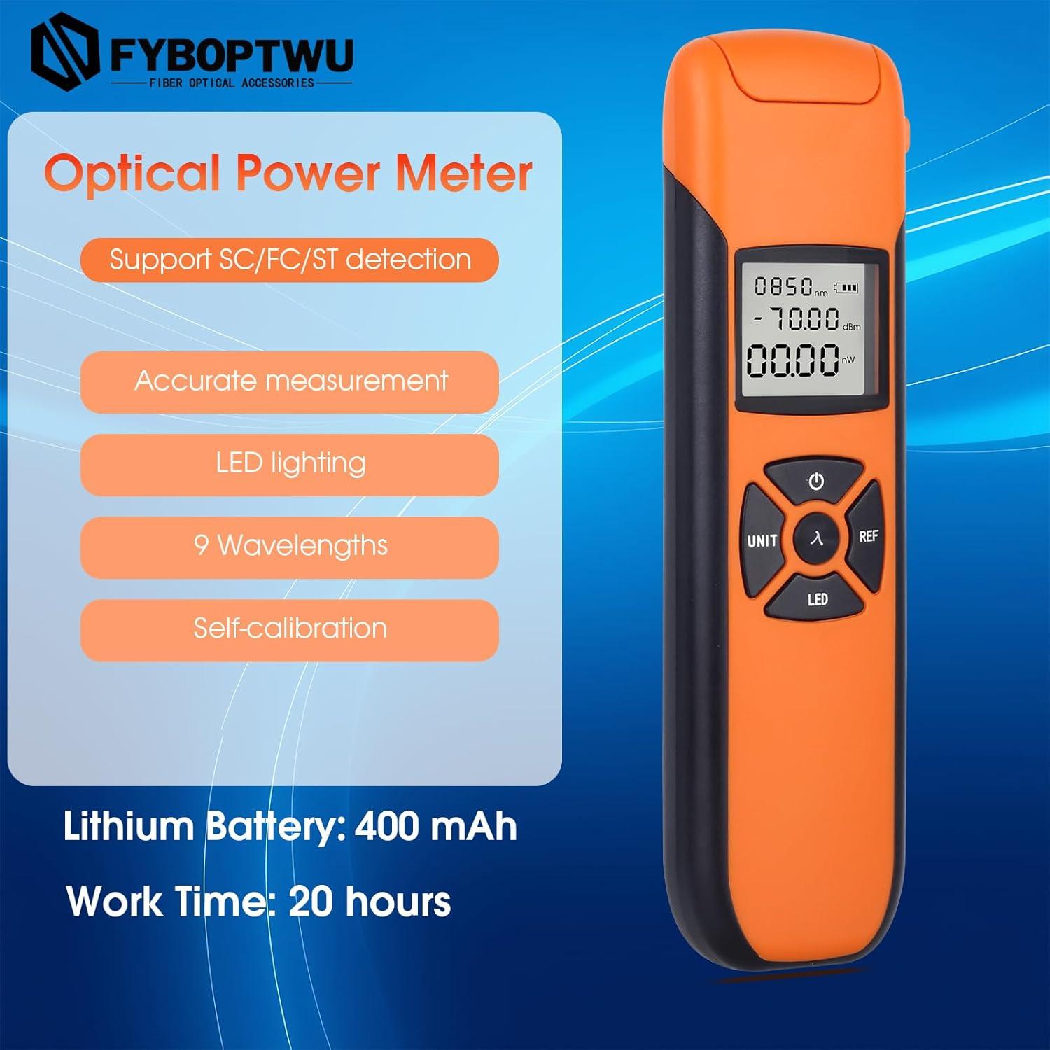 Medidor de Potencia Óptica Recargable fyboptwu -70 a +10 dBm