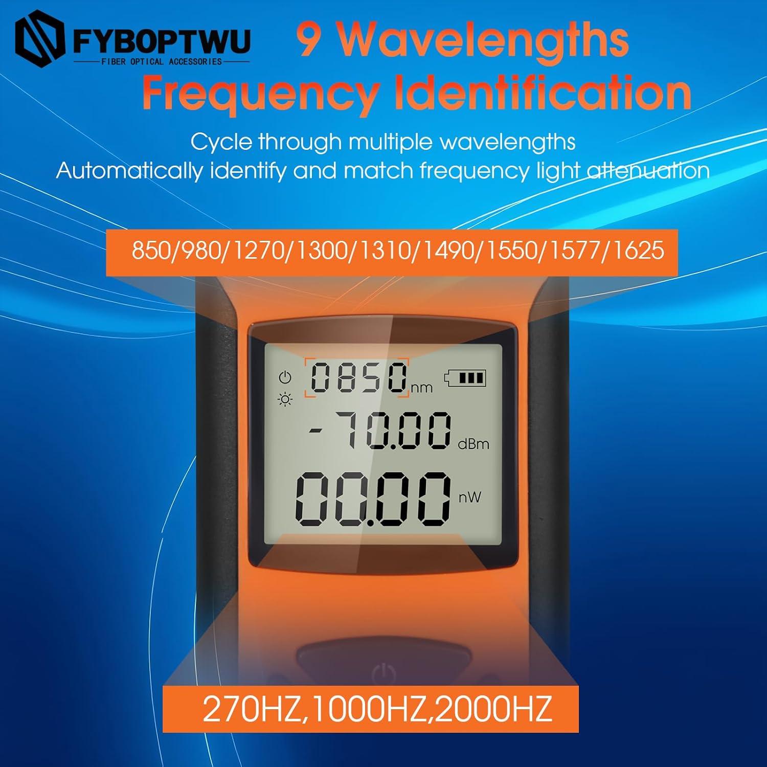 Medidor de Potencia Óptica Recargable fyboptwu -70 a +10 dBm