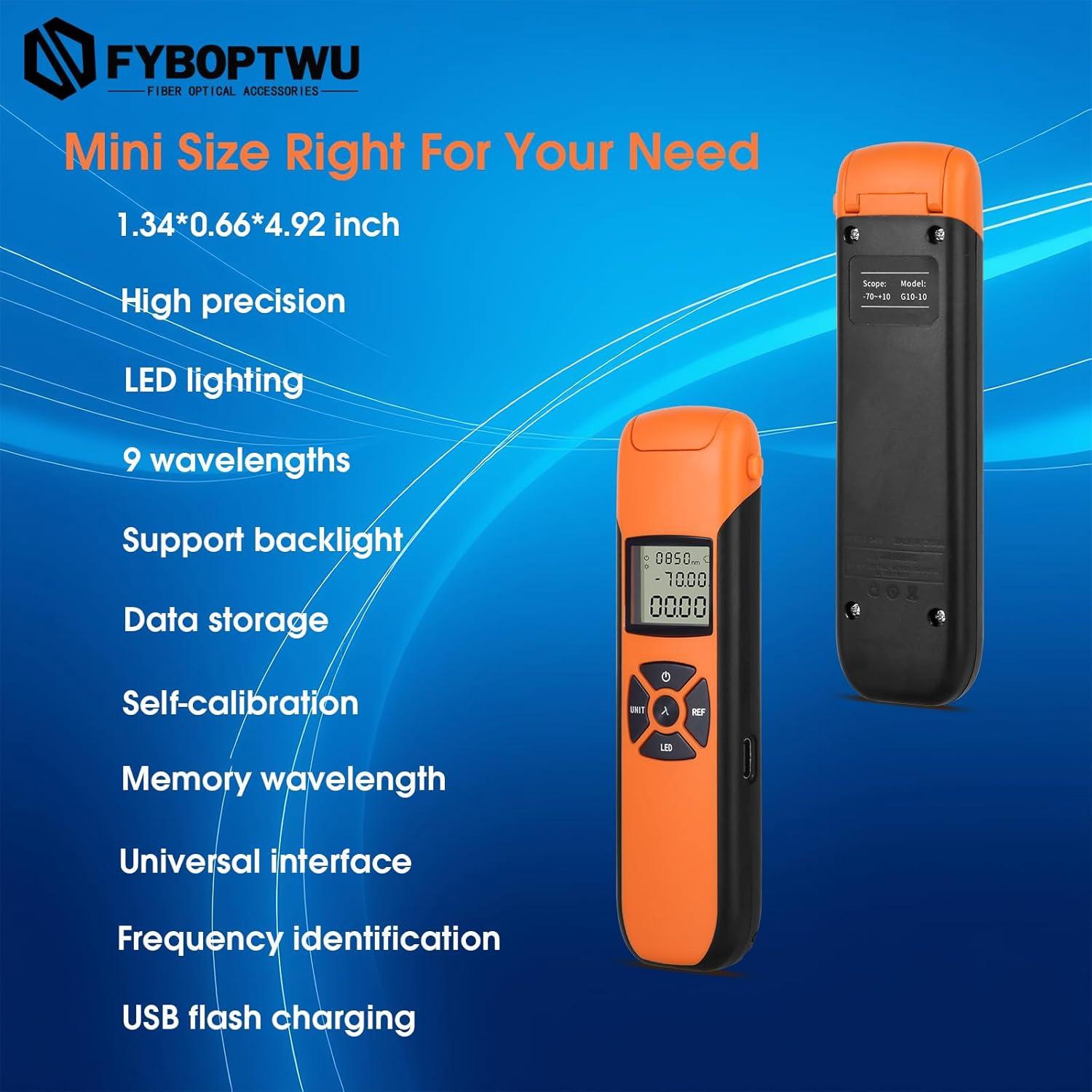 Medidor de Potencia Óptica Recargable fyboptwu -70 a +10 dBm