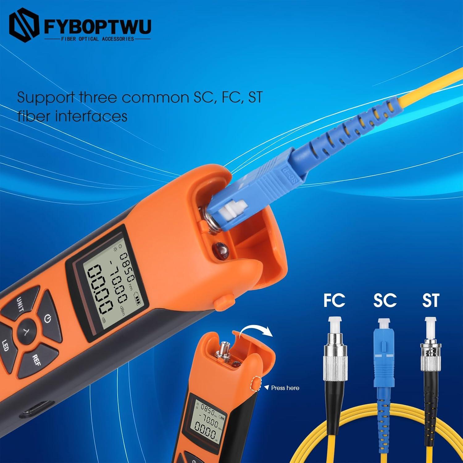 Medidor de Potencia Óptica Recargable fyboptwu -70 a +10 dBm