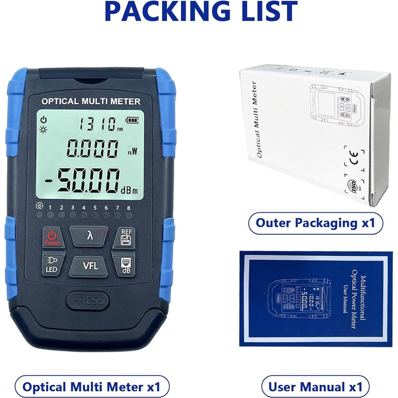 Probador de Cable de Fibra Óptica 5-en-1 Groword - Medidor Portátil