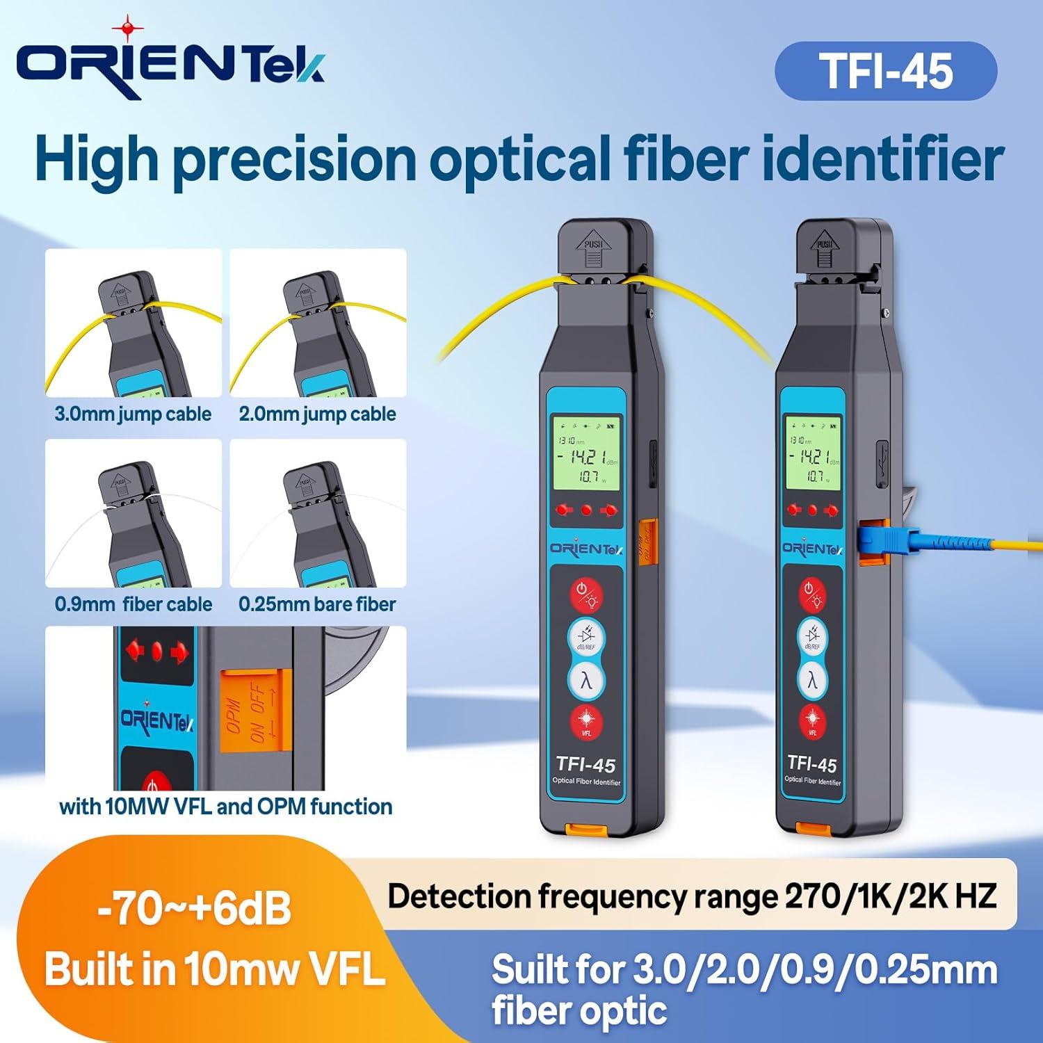Detector de tráfico de fibra óptica Orientek TFI-45 con medidor de potencia y VFL