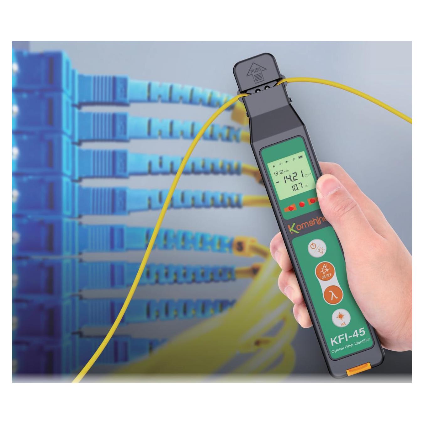 Identificador de Fibra Óptica Komshine KFI-45 - Medidor OPM y VFL
