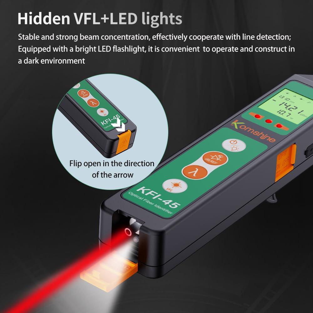 Identificador de Fibra Óptica Komshine KFI-45 - Medidor OPM y VFL