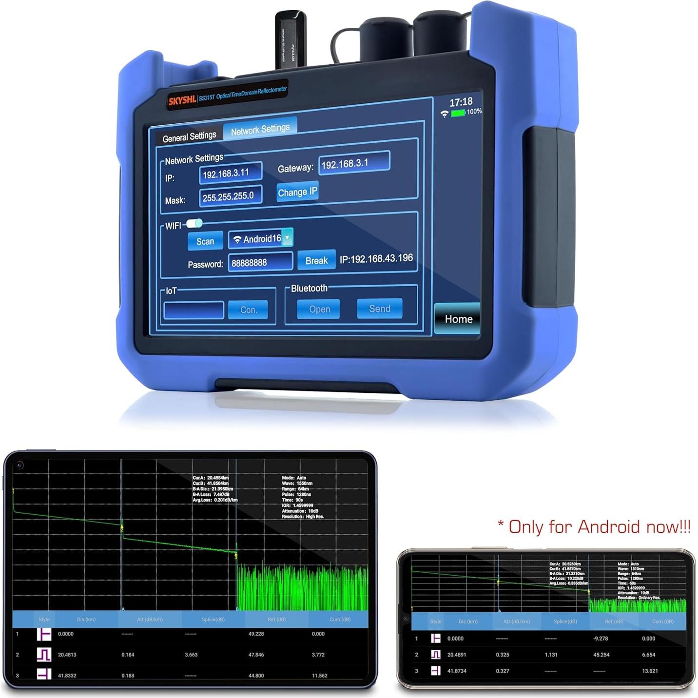 850nm/29dB+1300nm/37dB MM Fiber OTDR Tester Build in OPM+OLS+VFL+Event Map+APP Module+7inch Touch Screen Compatible with SC+FC+ST+LC/UPC&APC Connector-SS315T-2MM1