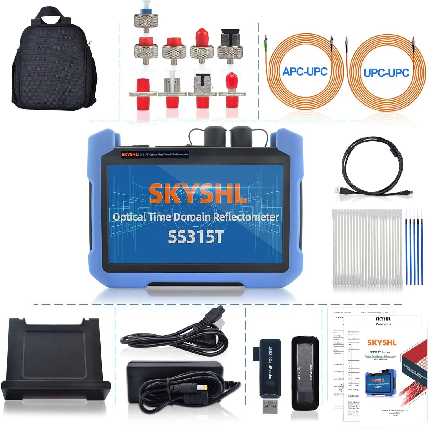 850nm/29dB+1300nm/37dB MM Fiber OTDR Tester Build in OPM+OLS+VFL+Event Map+APP Module+7inch Touch Screen Compatible with SC+FC+ST+LC/UPC&APC Connector-SS315T-2MM1