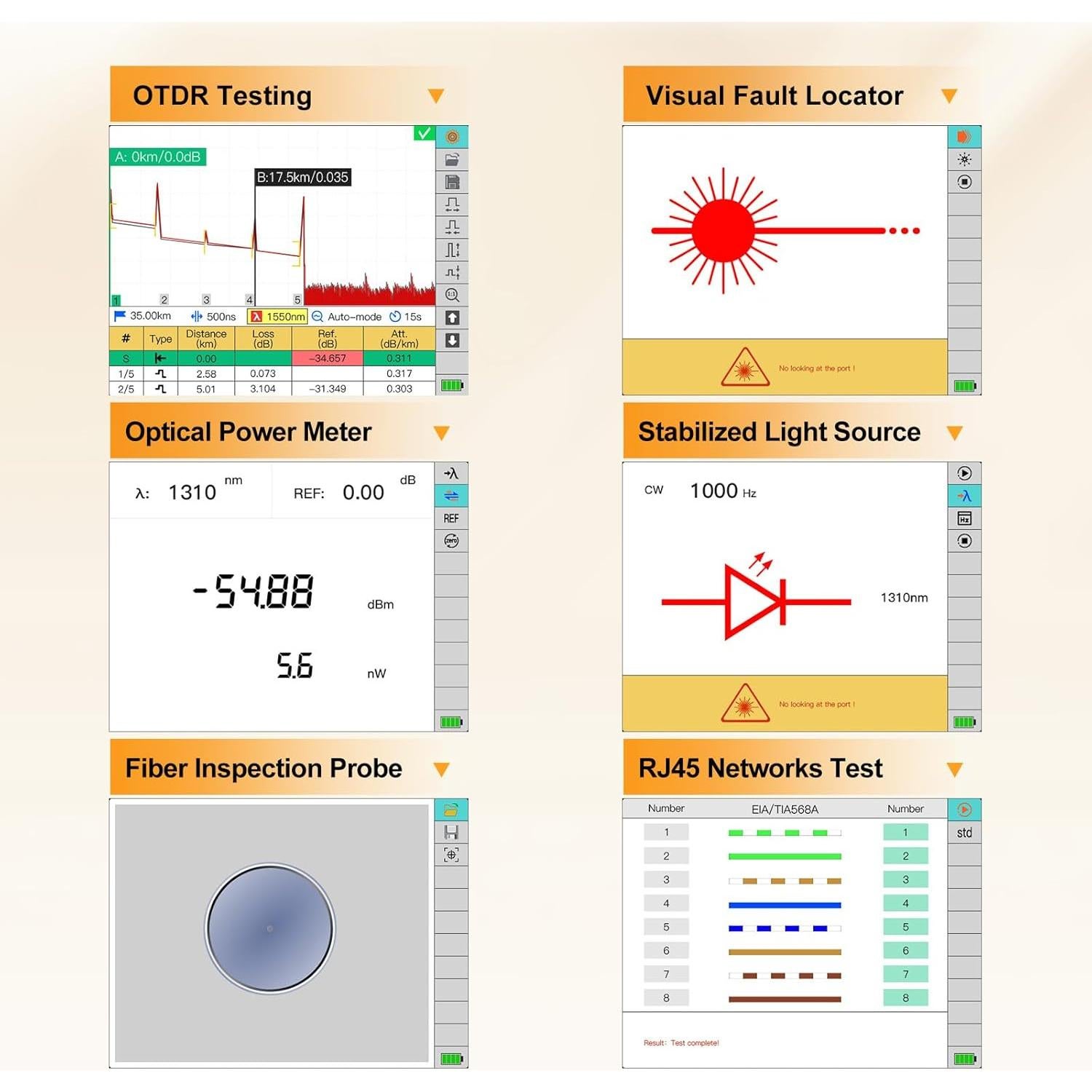 OTDR Monomodo Komshine QX55 1310/1550nm 32/30dB + Medidor OPM