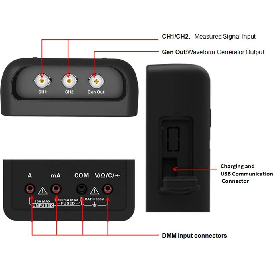 Osciloscopio Digital Hantek 2D42 3 en 1 Multímetro 40MHz