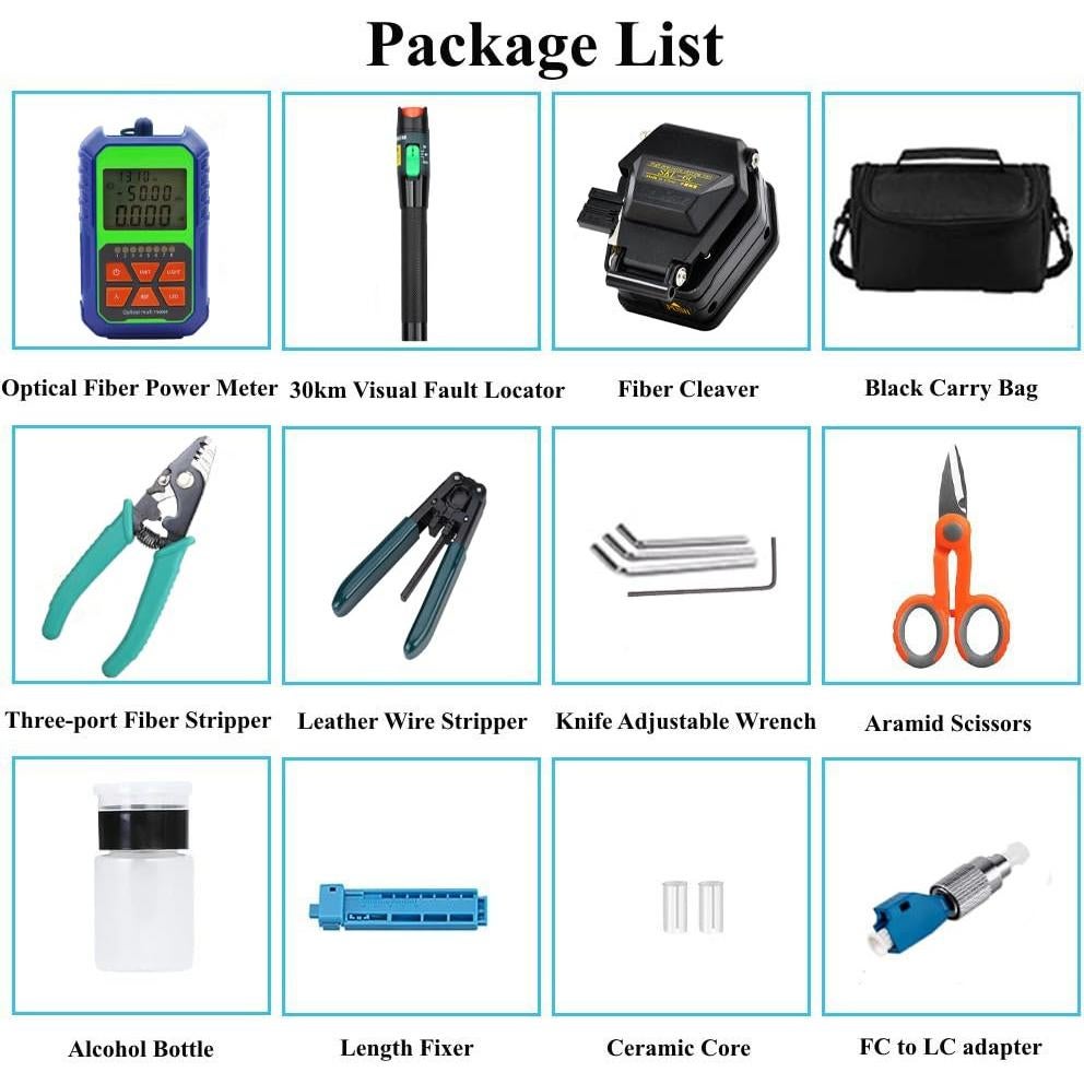 Kit de herramientas de fibra óptica QUNNIE FTTH con medidor