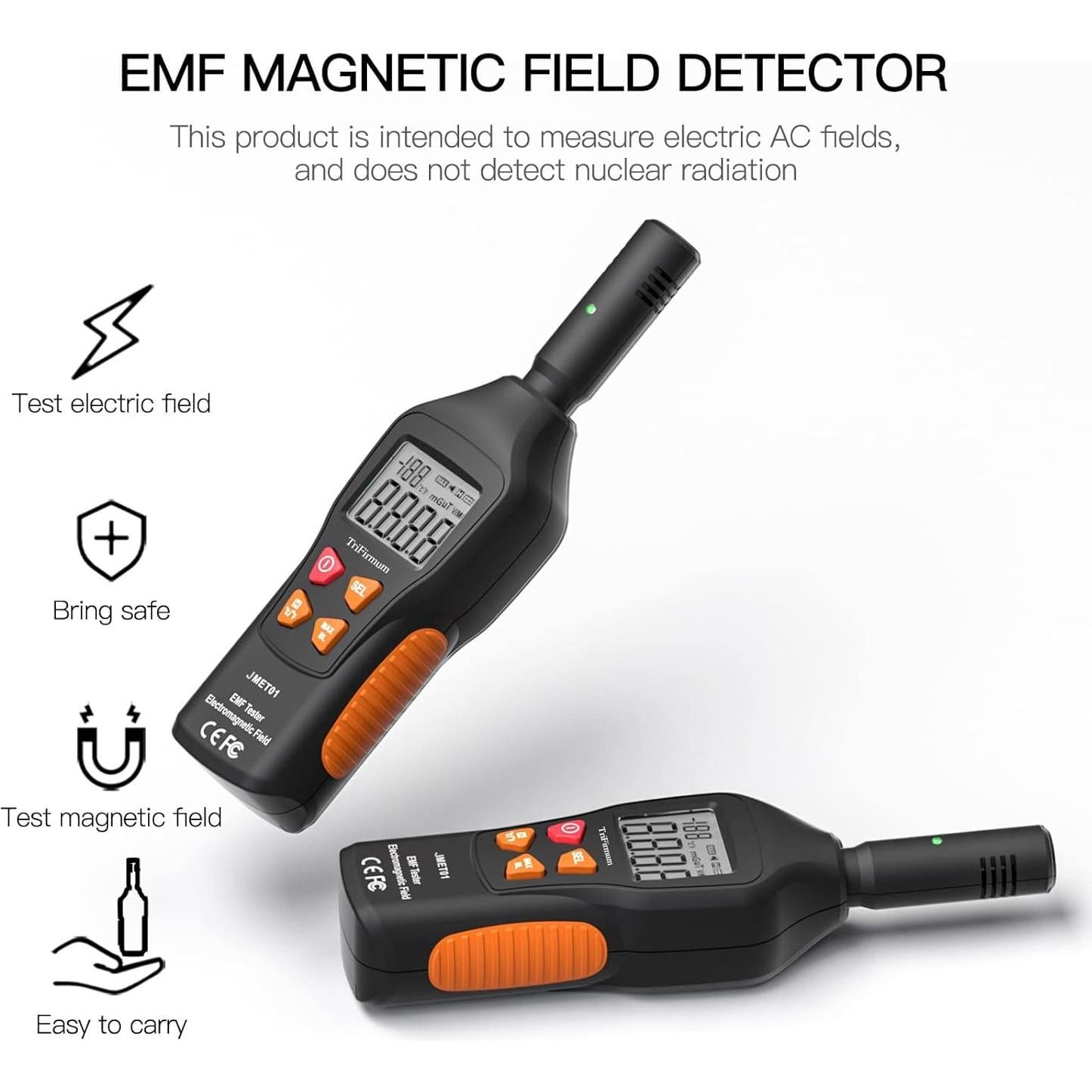 Medidor EMF 3 en 1 TriFirmum con Alarma y Pantalla LCD