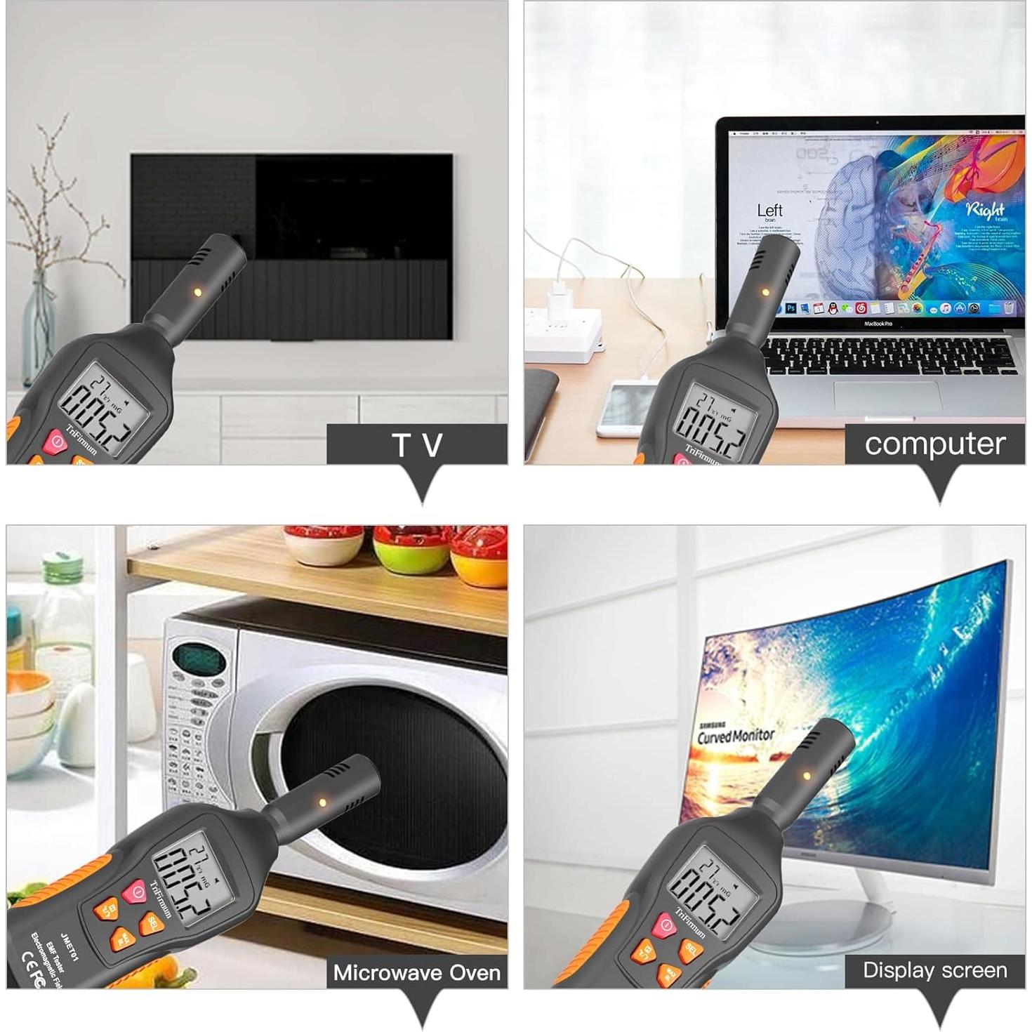 Medidor EMF 3 en 1 TriFirmum con Alarma y Pantalla LCD