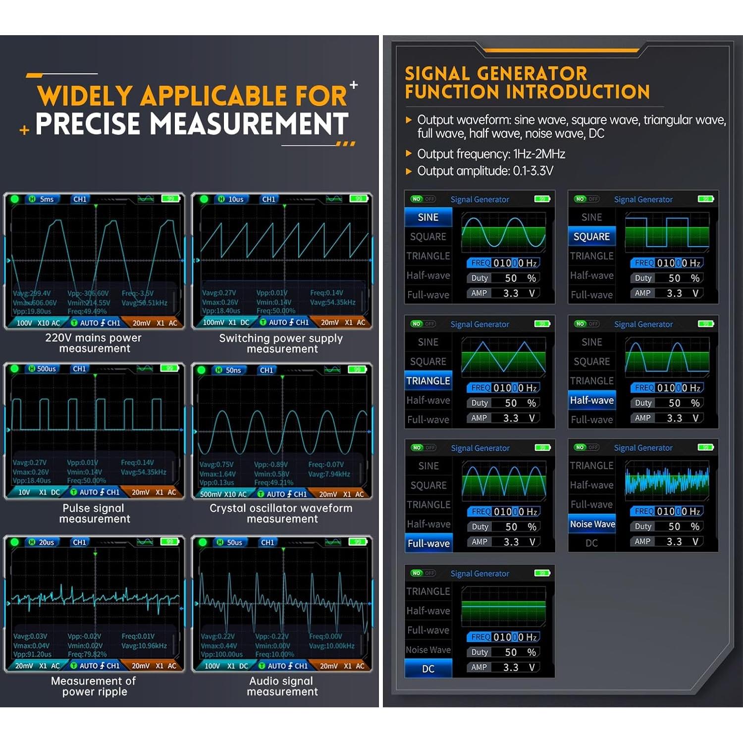 Osciloscopio de Mano 3 en 1 HXT-2C23T 10MHz 50MSa/s