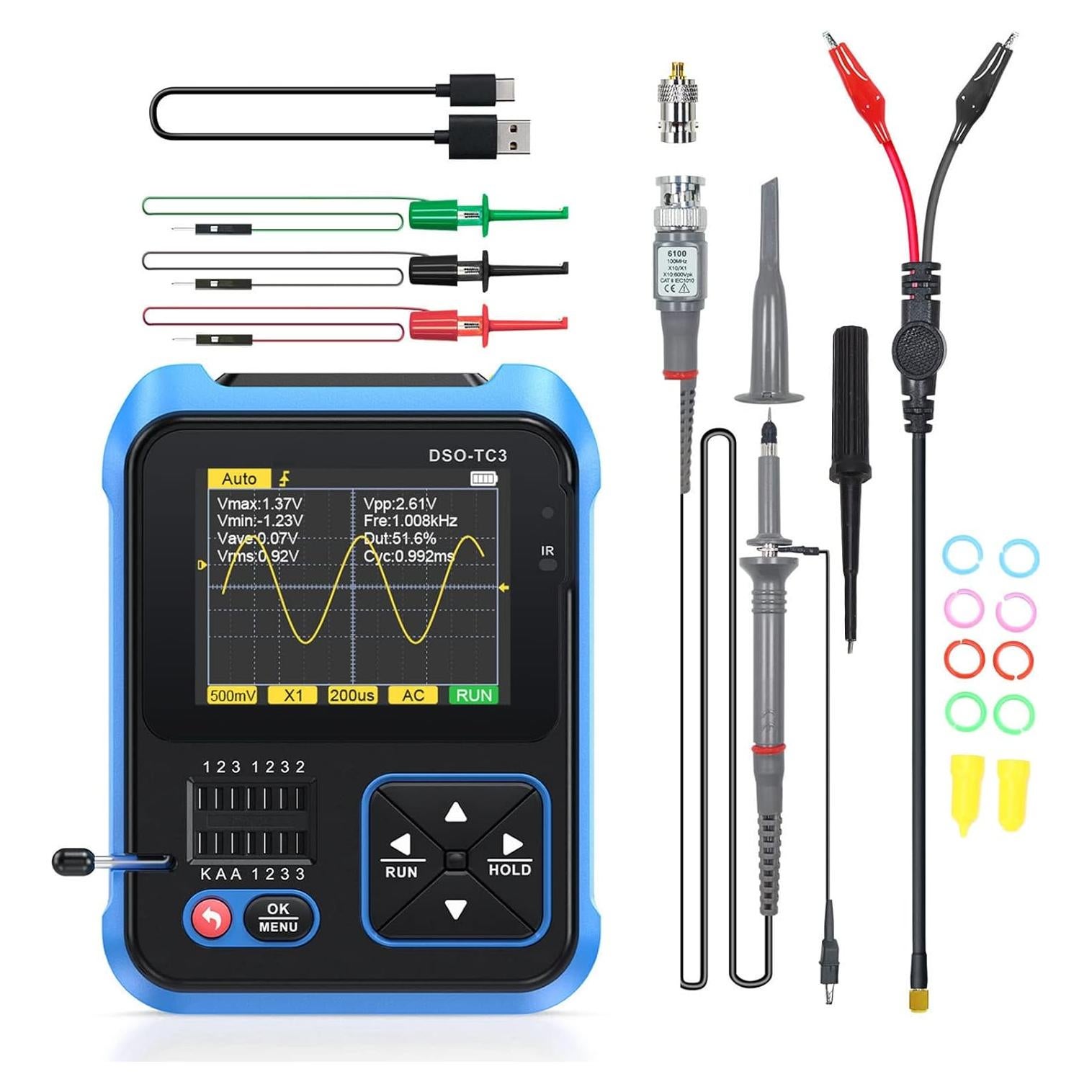 Osciloscopio Digital Portátil Hilitand 3 en 1 500 kHz