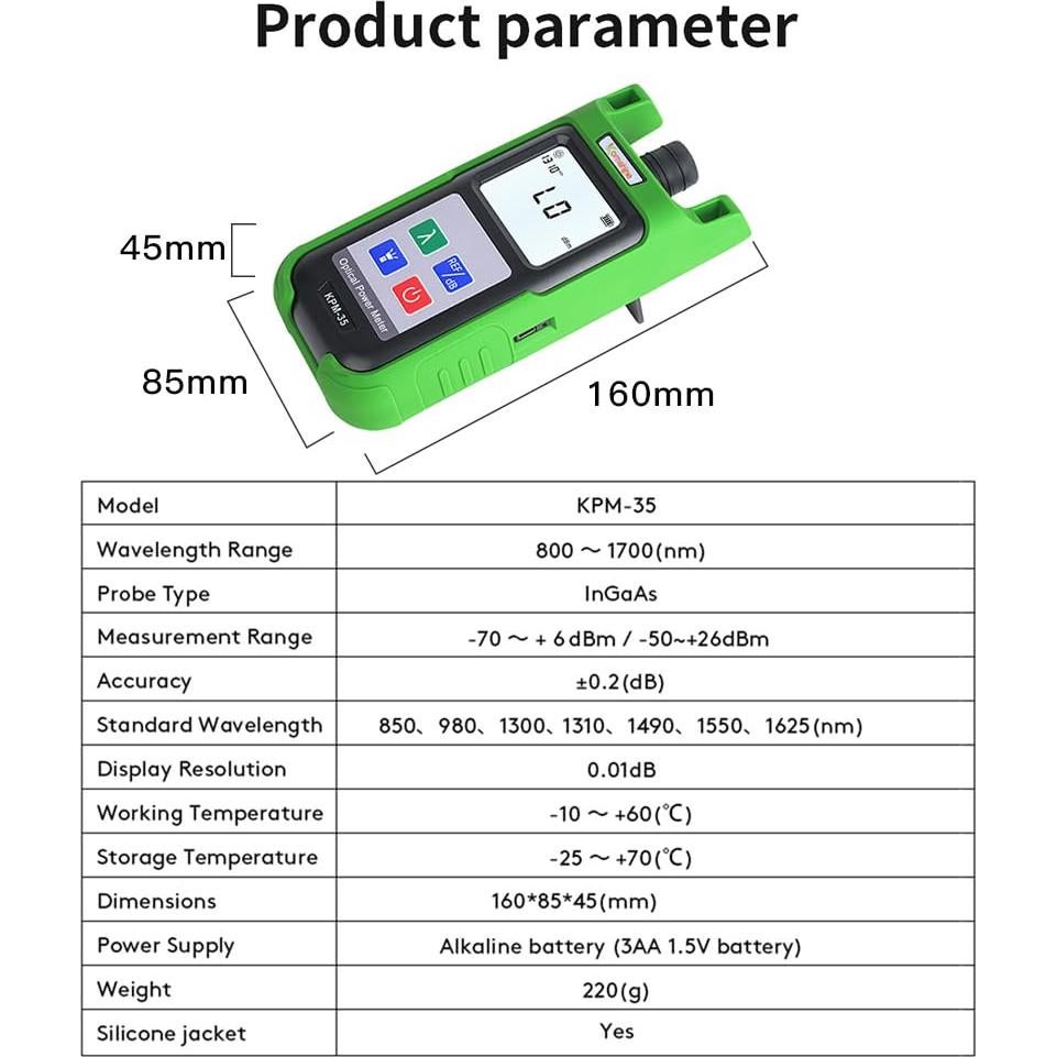 Medidor de Potencia Óptica KomShine KPM-35 7 Longitudes de Onda