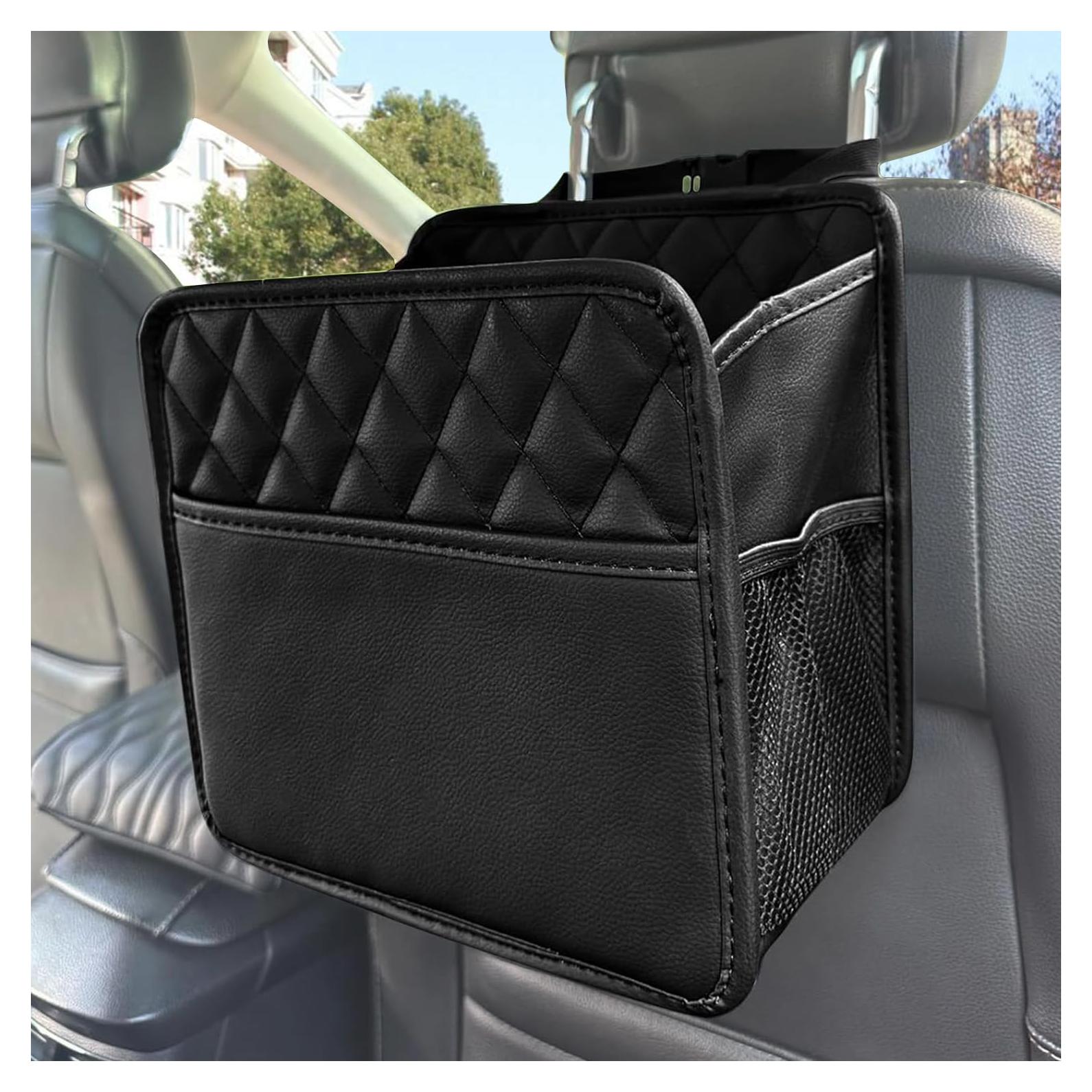 Organizador de respaldo de asiento INZSASO de cuero PU negro