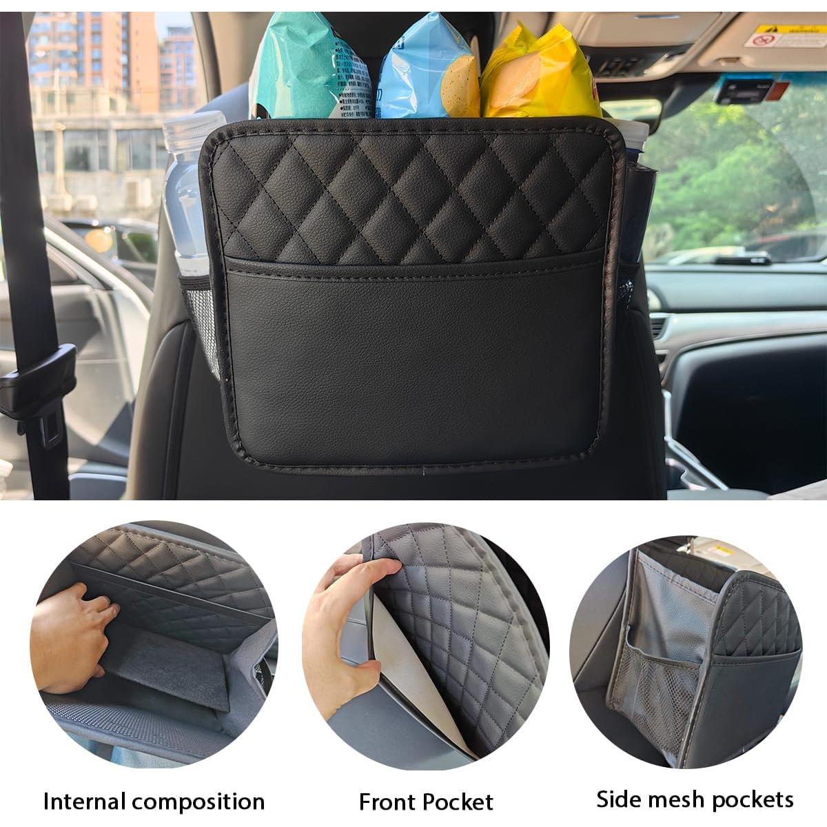 Organizador de respaldo de asiento INZSASO de cuero PU negro