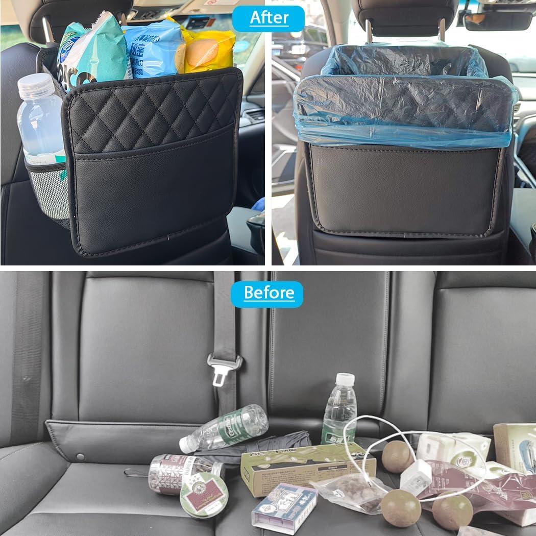 Organizador de respaldo de asiento INZSASO de cuero PU negro