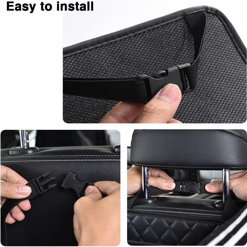 Organizador de respaldo de asiento INZSASO de cuero PU negro