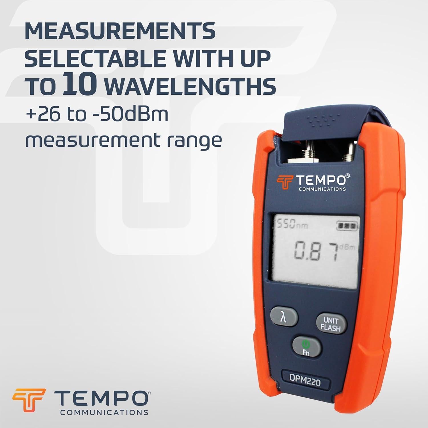 Medidor de Potencia Óptica Tempo OPM220 con Localizador de Fallas