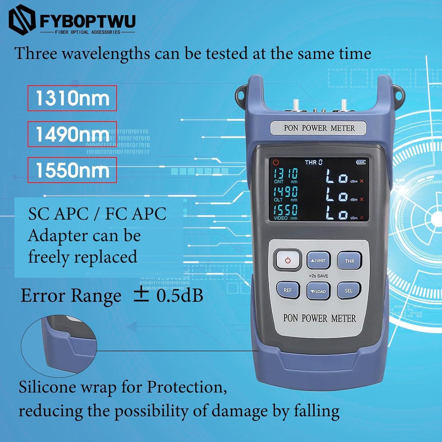 Probador de Potencia de Fibra Óptica FYBOPTWU SC-APC 4 en 1