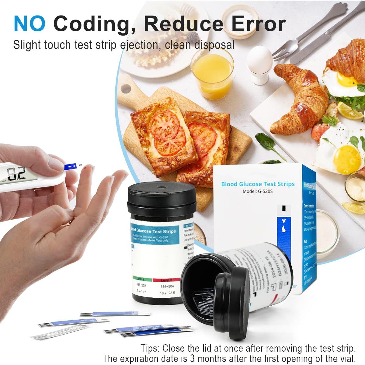 Kit de Monitor de Glucosa CAKRNPS con 50 Tiras y Lancetas