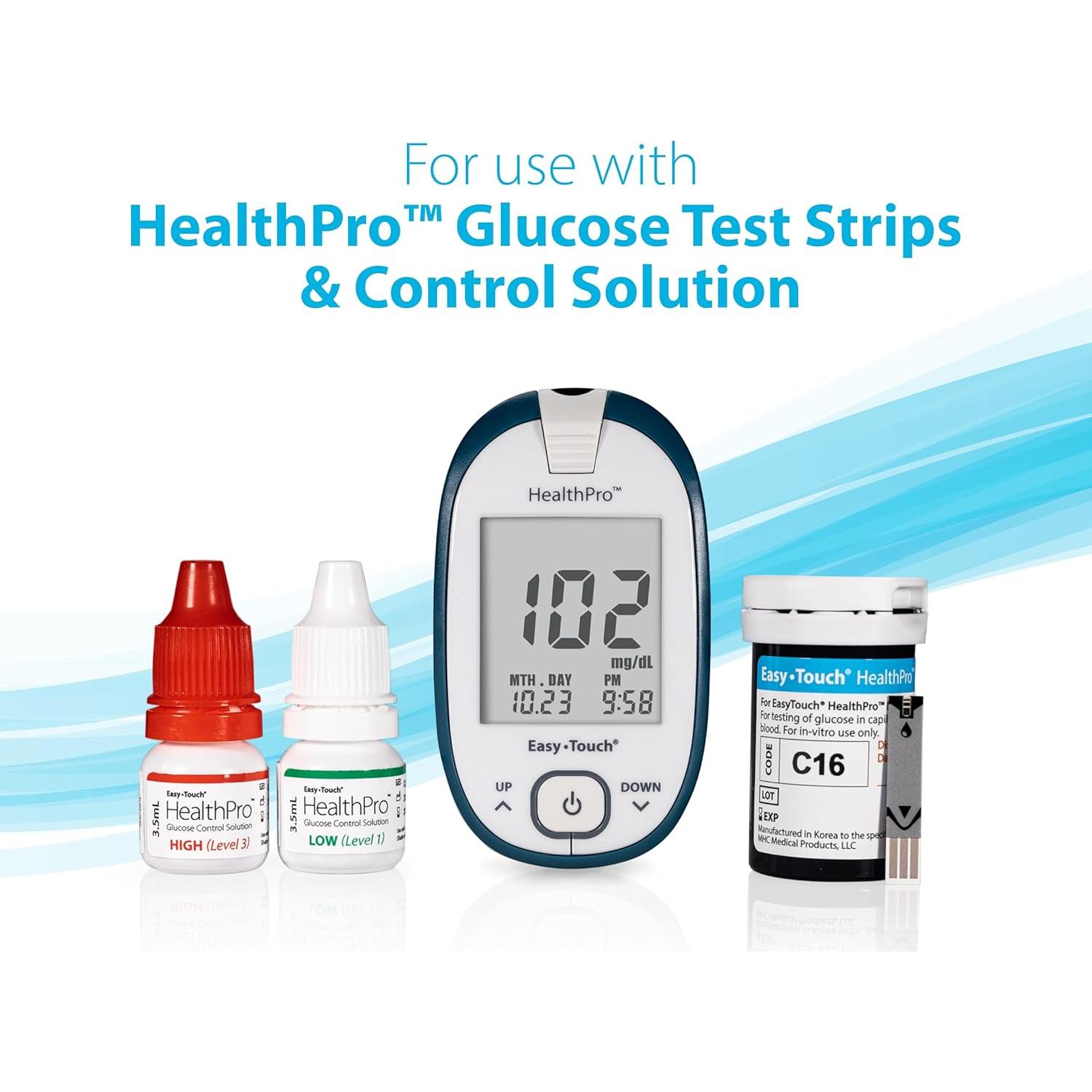 Medidor de Glucosa HealthPro con Dispositivo de Punción y 10 Lancetas