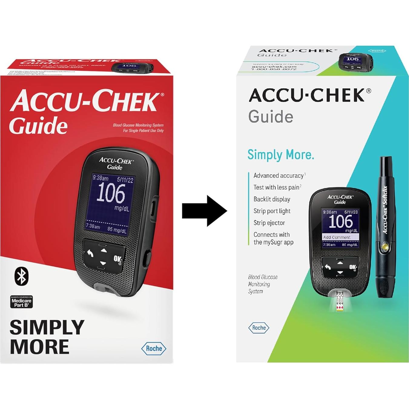 Medidor de Glucosa Accu-Chek Guide con Bluetooth y Pantalla LCD