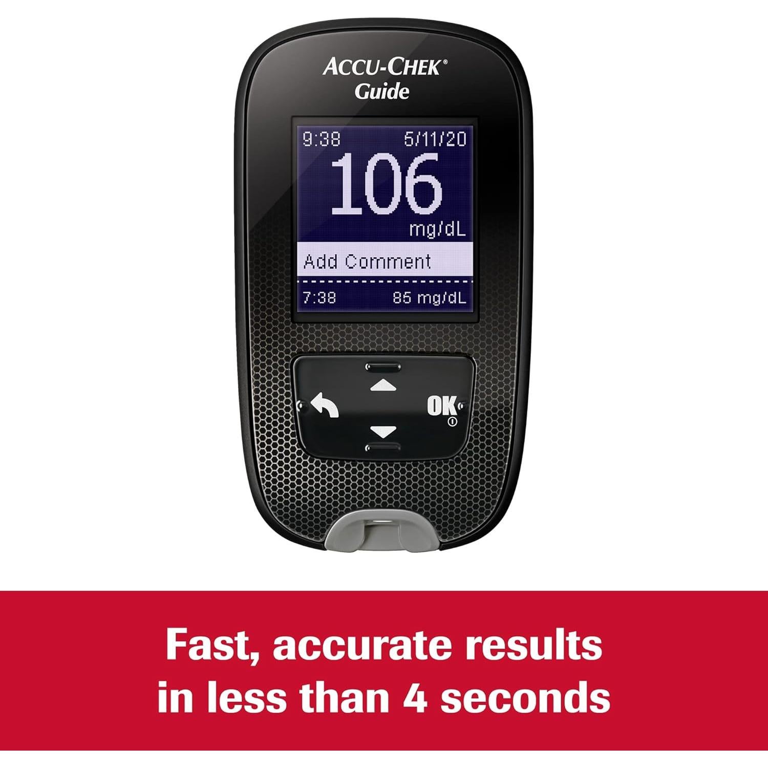 Medidor de Glucosa Accu-Chek Guide con Bluetooth y Pantalla LCD