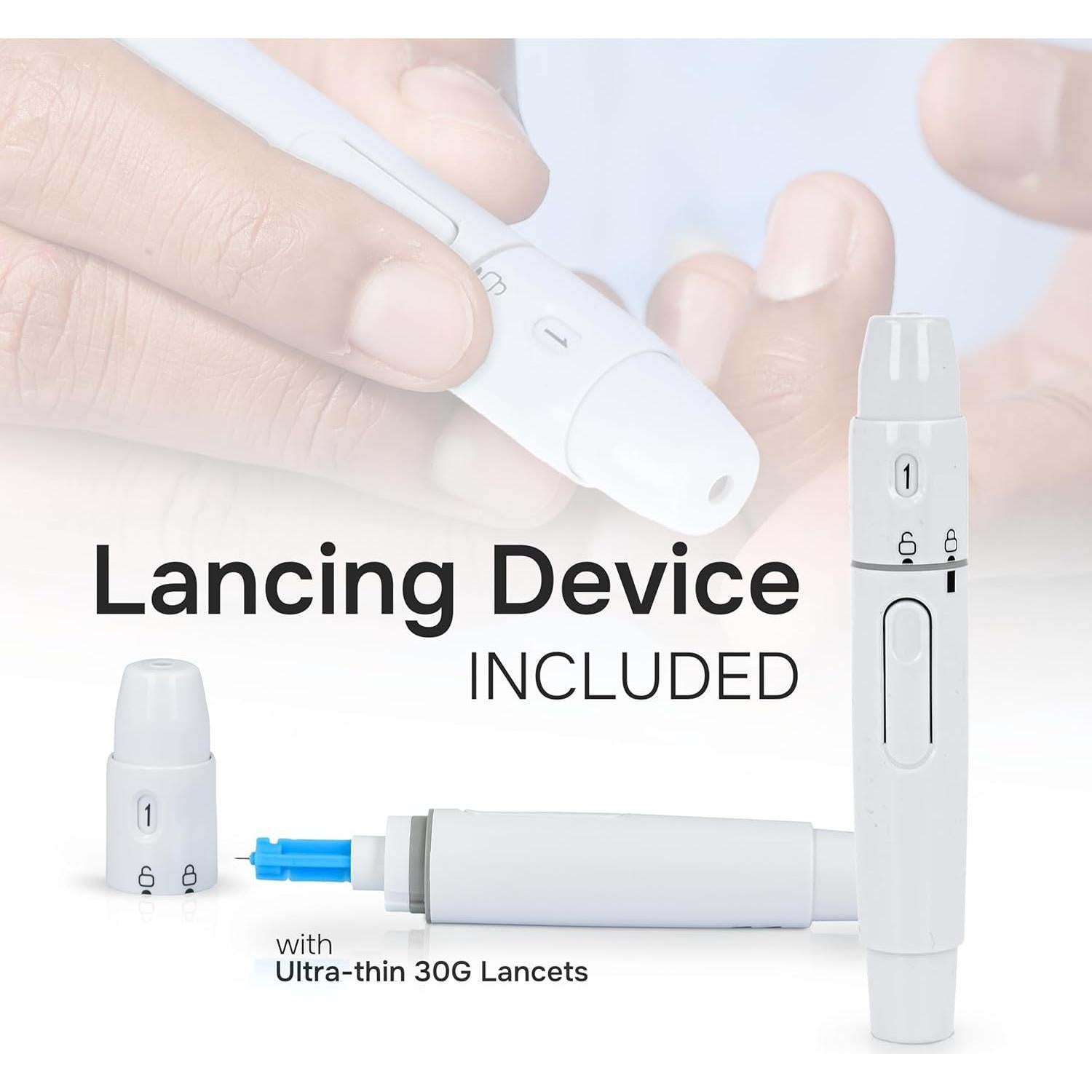 Kit de Monitor de Glucosa Gluco-Care - Pantalla Grande, Resultados Rápidos