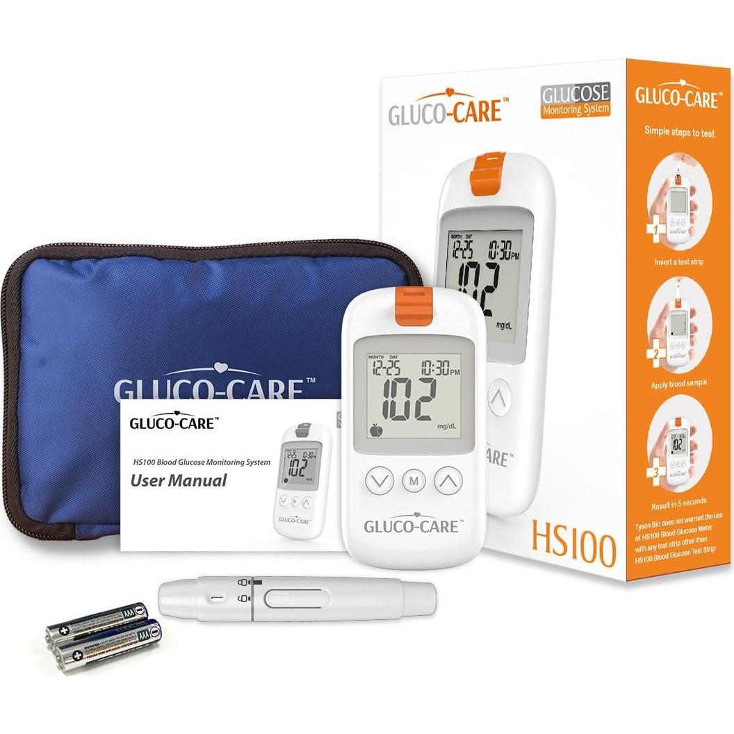 Kit de Monitor de Glucosa Gluco-Care - Pantalla Grande, Resultados Rápidos