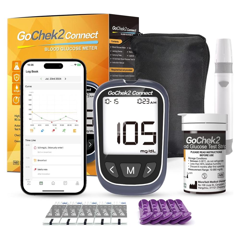 Kit de Prueba de Azúcar en Sangre MicroTech Bluetooth 10 Tiras