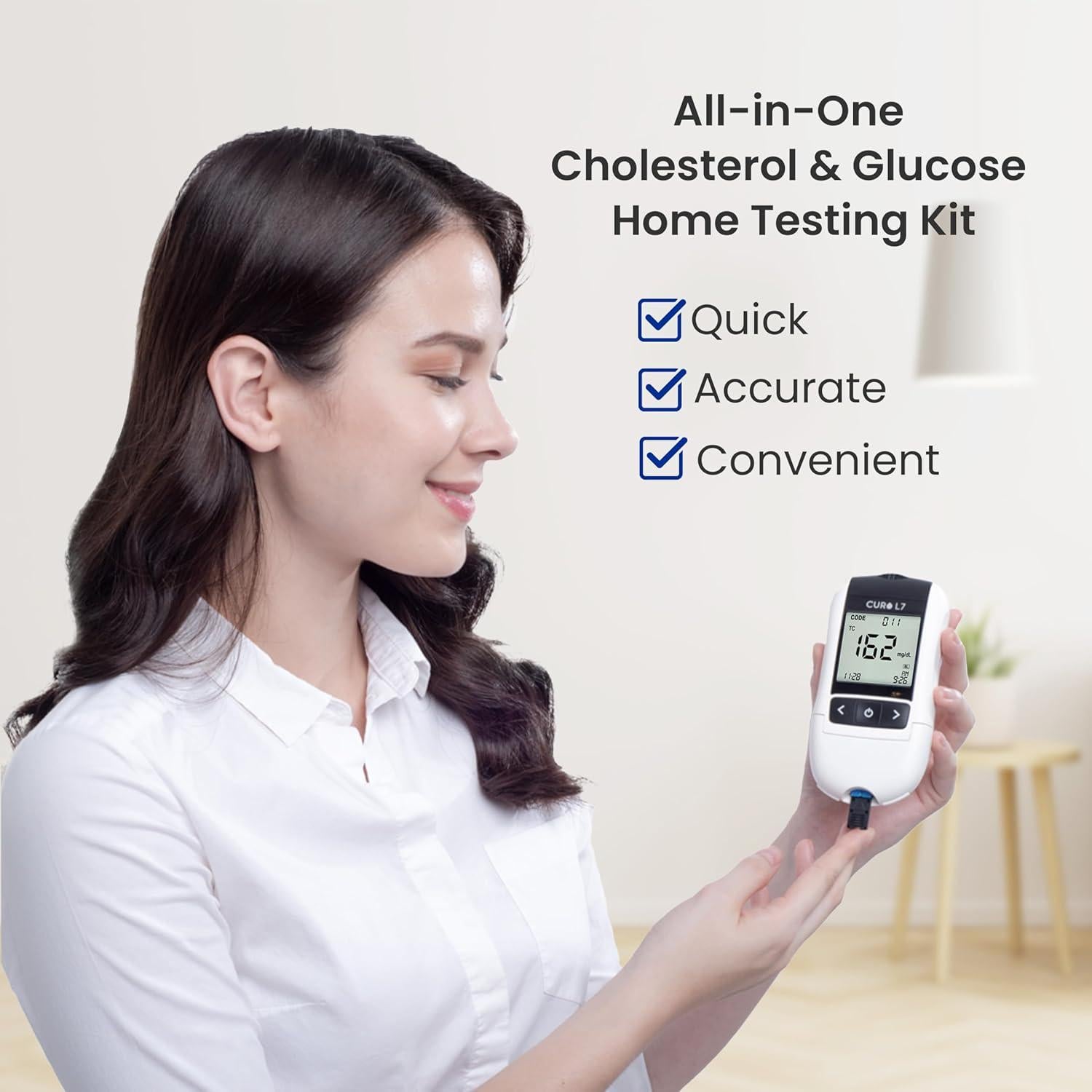 CURO L7 Kit de Pruebas de Colesterol y Glucosa 6 en 1