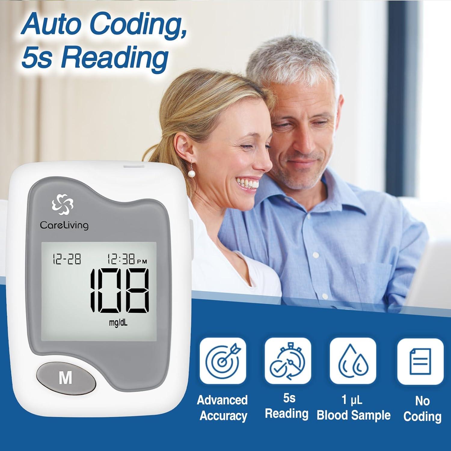 Kit de Monitoreo de Glucosa Careliving BGM101 - 50 Tiras y Lancetas