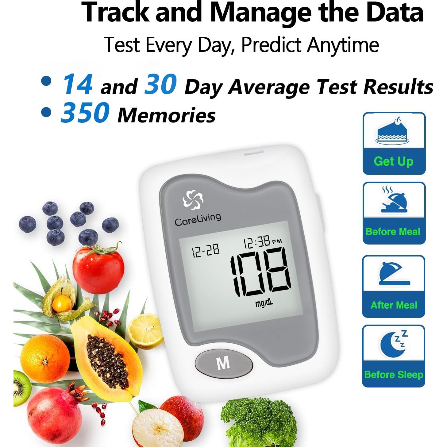 Kit de Monitoreo de Glucosa Careliving BGM101 - 50 Tiras y Lancetas