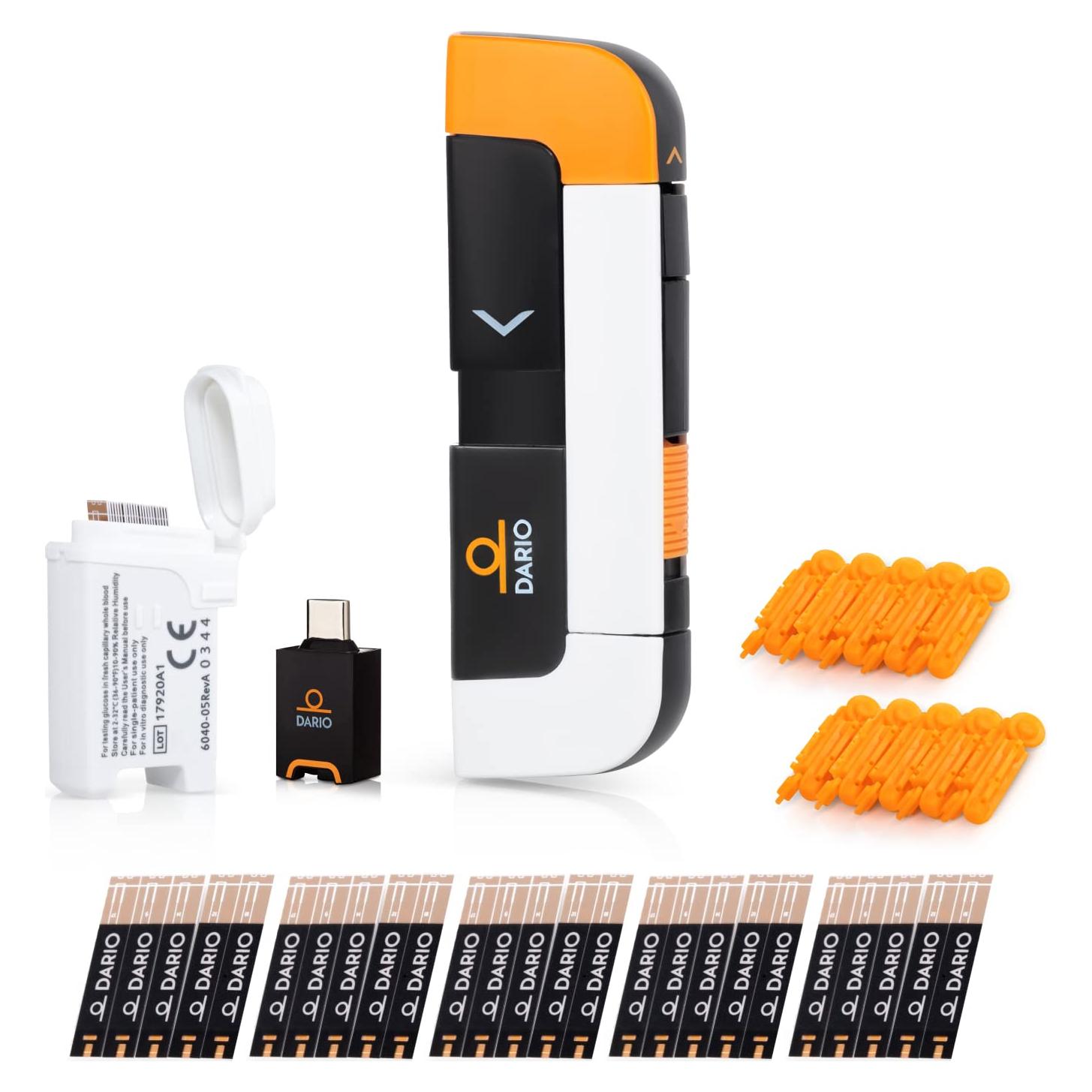 DARIO Kit de Monitor de Glucosa USB-C para Android - 25 Tiras y 10 Lancetas