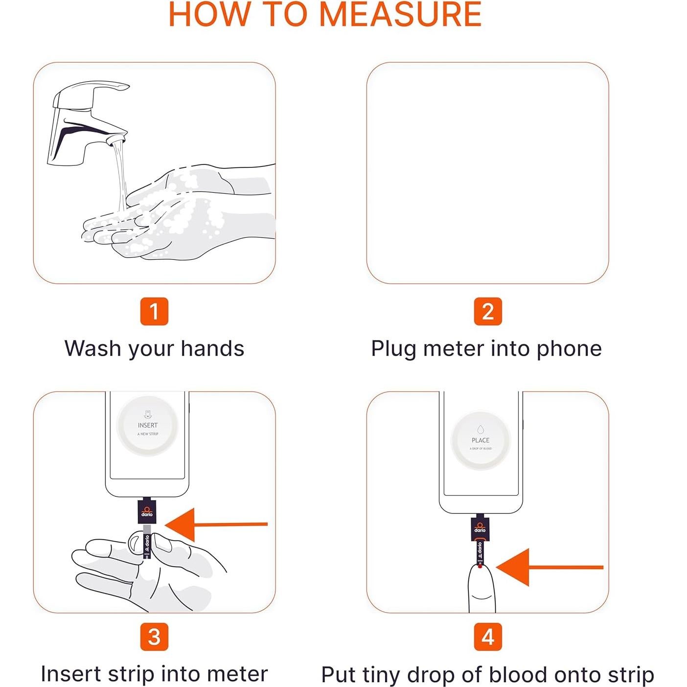 DARIO Kit de Monitor de Glucosa USB-C para Android - 25 Tiras y 10 Lancetas