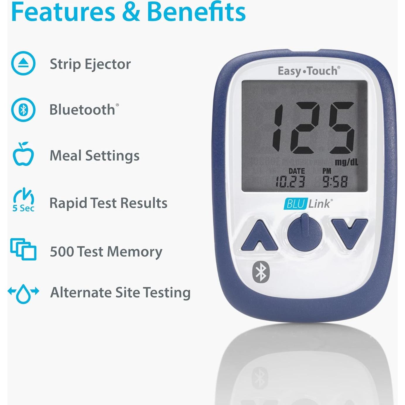 Monitor de Glucosa Easy Touch Blulink con Lancetas y App