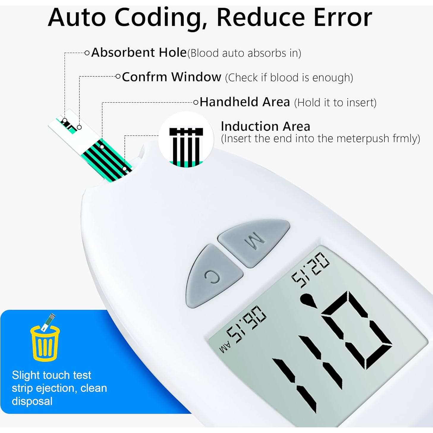 Medidor de Glucosa en Sangre CAKRNPS G-520 con Tiras y Lancetas