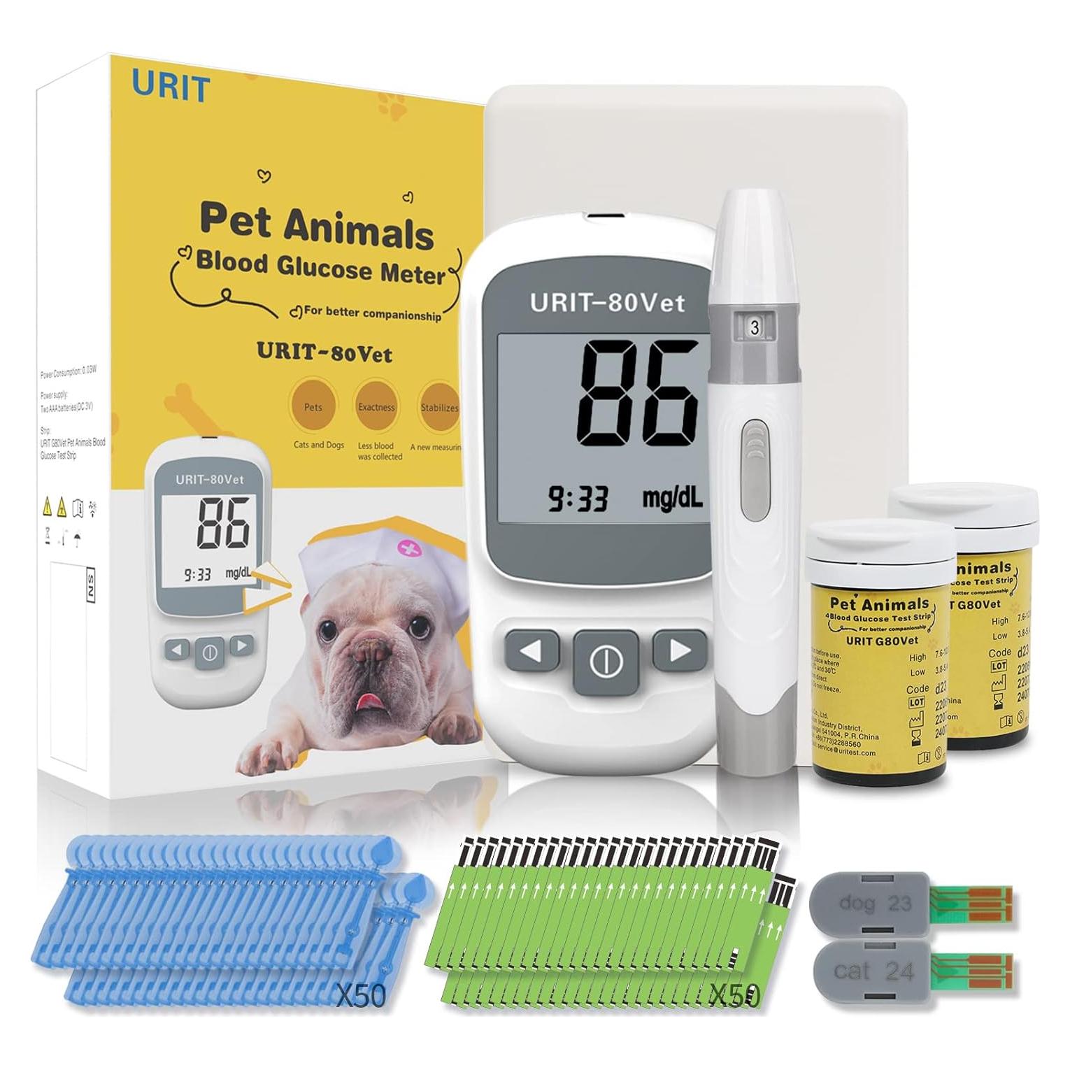 Medidor de Glucosa para Mascotas URIT-80Vet con 50 Tiras