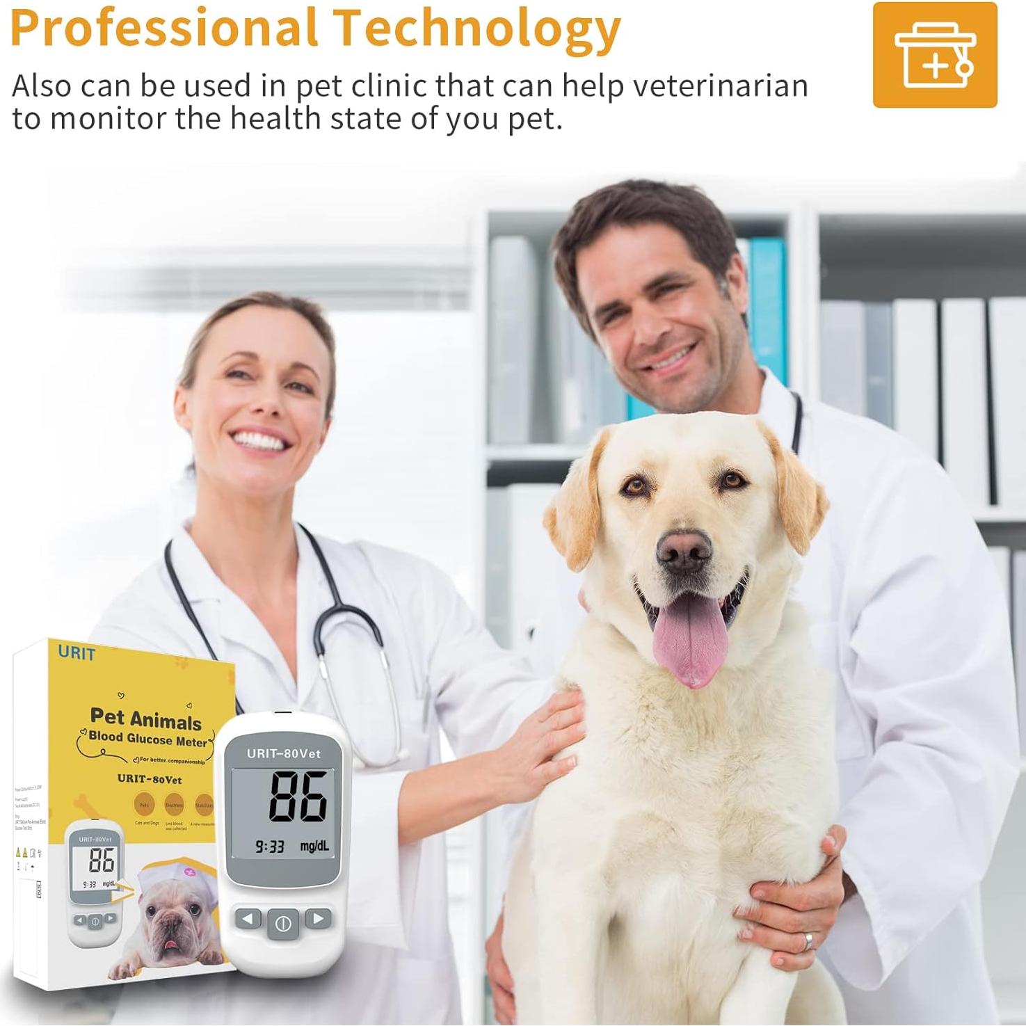 Medidor de Glucosa para Mascotas URIT-80Vet con 50 Tiras