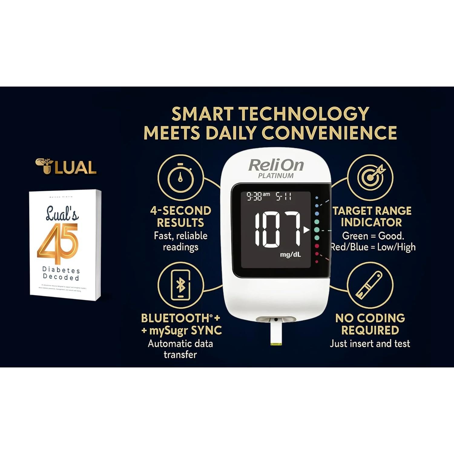 Kit de Monitoreo de Glucosa Inalámbrico LUAL con 50 Tiras